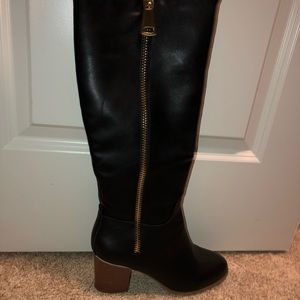 Leather black calf boots